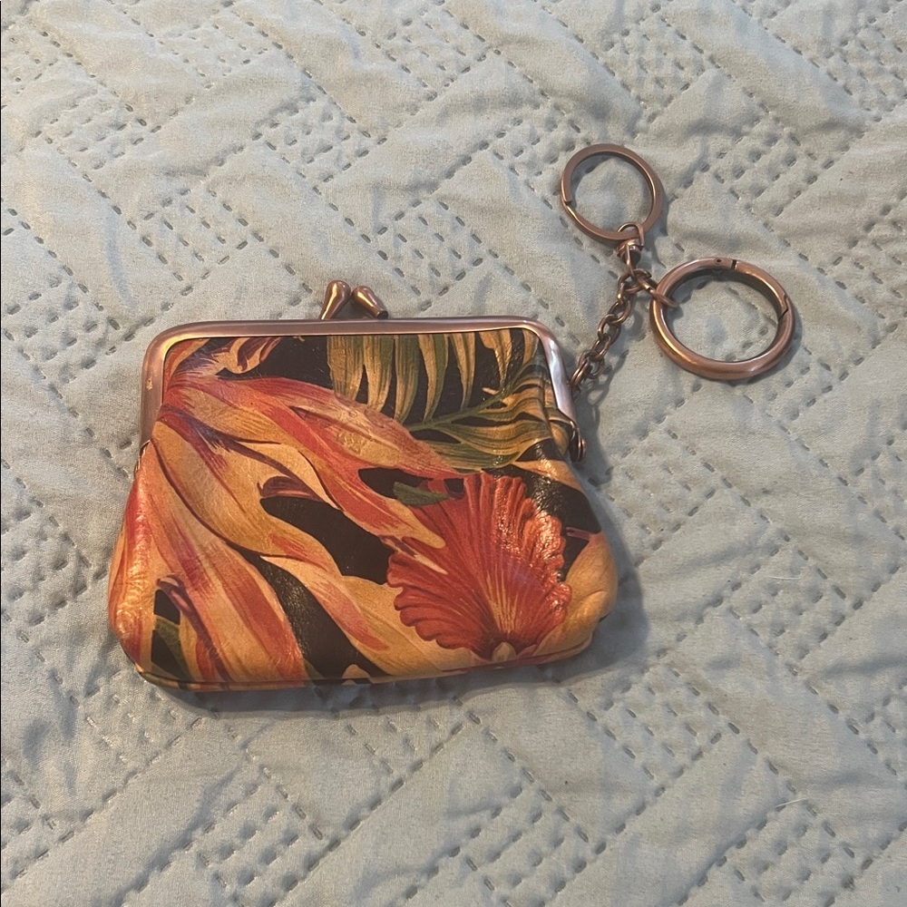 Patricia Nash Multicolor Floral Coin Purse with Keychain